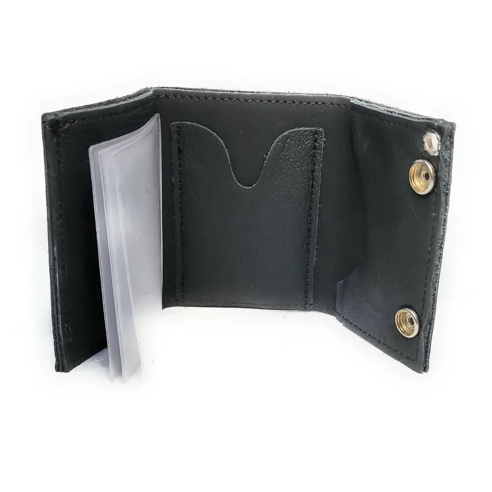 Mens Leather Trifold Wallet TEXAS LONE STAR LONGHORN Biker Chain NWT Made in USA